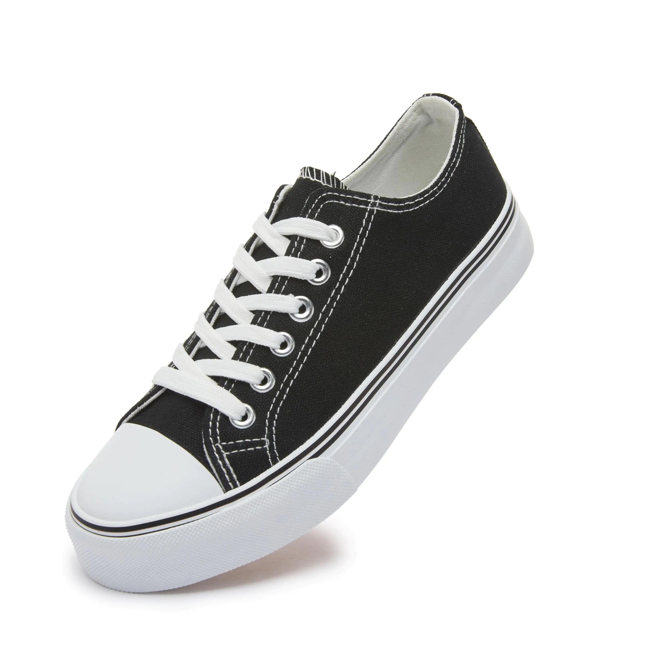 Iarus Womens Canvas Shoes Low top Sneakers for Womens Fashion Casual Shoes Walking Comfortable Shoes(black07.5)